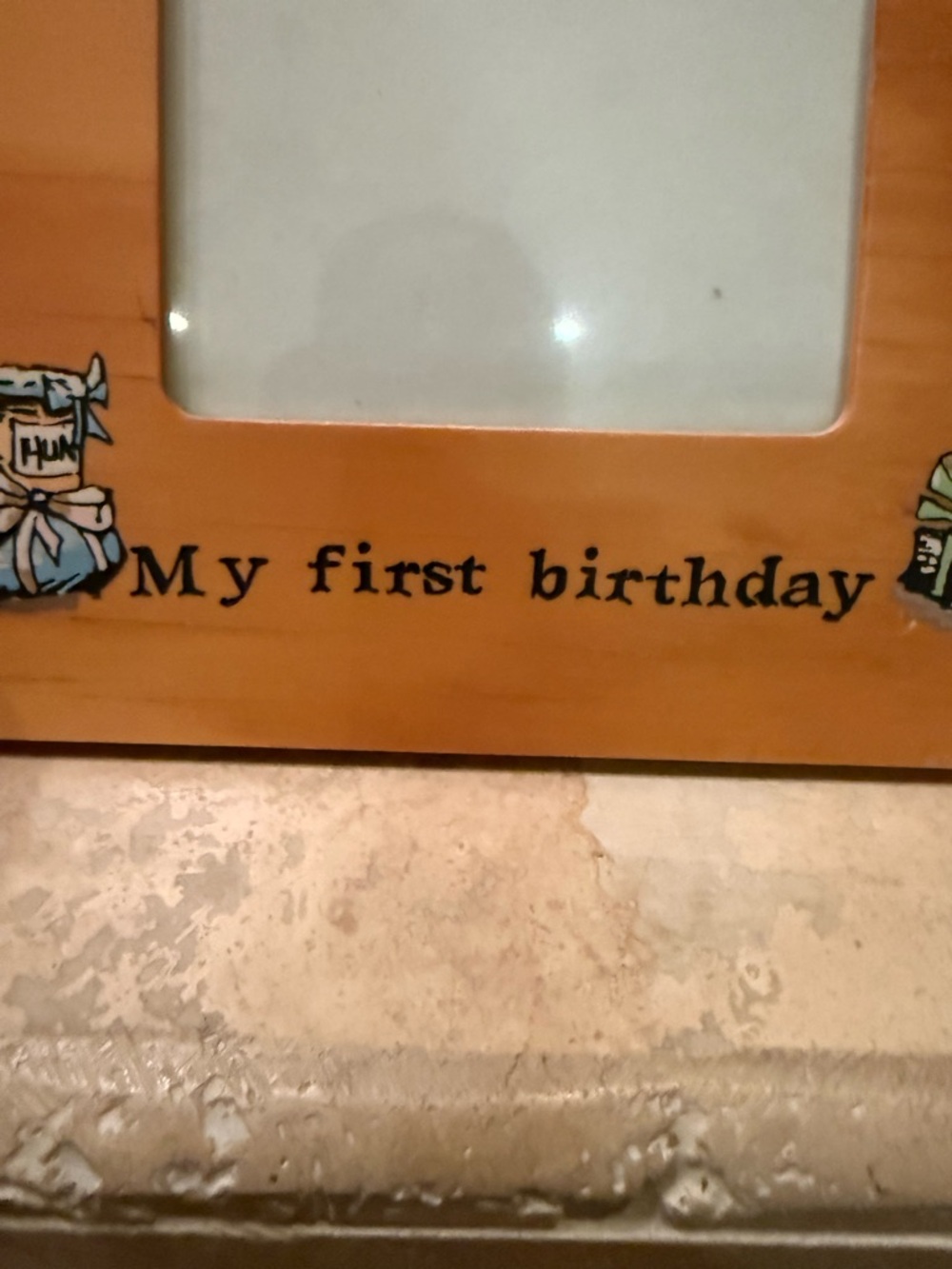 Vintage Winnie The Pooh And Friends Wooden Photo Picture Frame My First Birthday - Picture 3 of 5